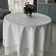 Order Linen tablecloth 'Snow-white jacquard' d. .180cm. Linen fantasy. Livemaster. . Tablecloths Фото №3