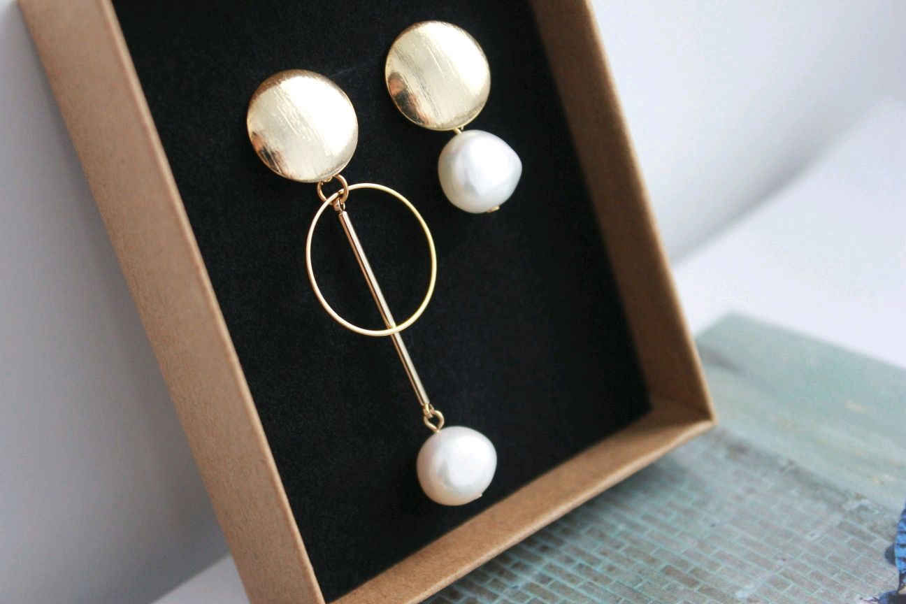 Asymmetrical pearl earrings, Earrings, Ufa,  Фото №1
