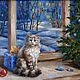 Кошка на вечернем окне. Картина маслом на холсте, Картины, Москва,  Фото №1