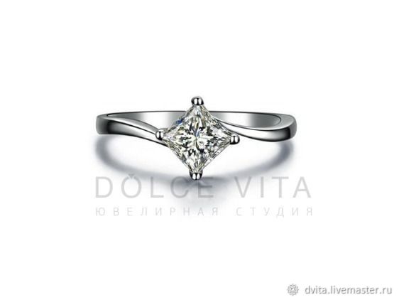 Кольцо с бриллиантом "Принцесса" в интернет-магазине Ярмарка Мастеров по цене 170000 ₽ – JI2RIRU