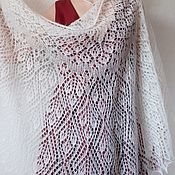 Shawls: Autumn knitted openwork shawl made of wool
