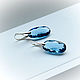Earrings large London Blue Topaz in 925 sterling silver, Earrings, Moscow,  Фото №1