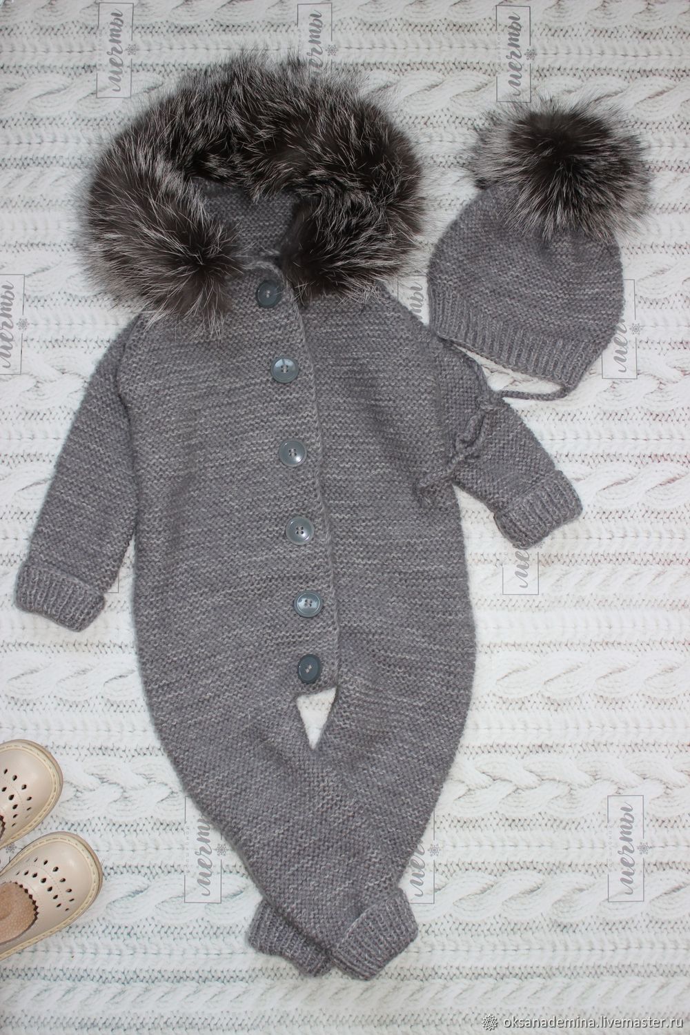 Knitted children's jumpsuit with fur, Childrens outerwears, Stupino,  Фото №1