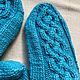 Варежки вязаные шерстяные «Бирюзовые». Варежки. Лена Коробова (lazylazyknits). Ярмарка Мастеров.  Фото №4