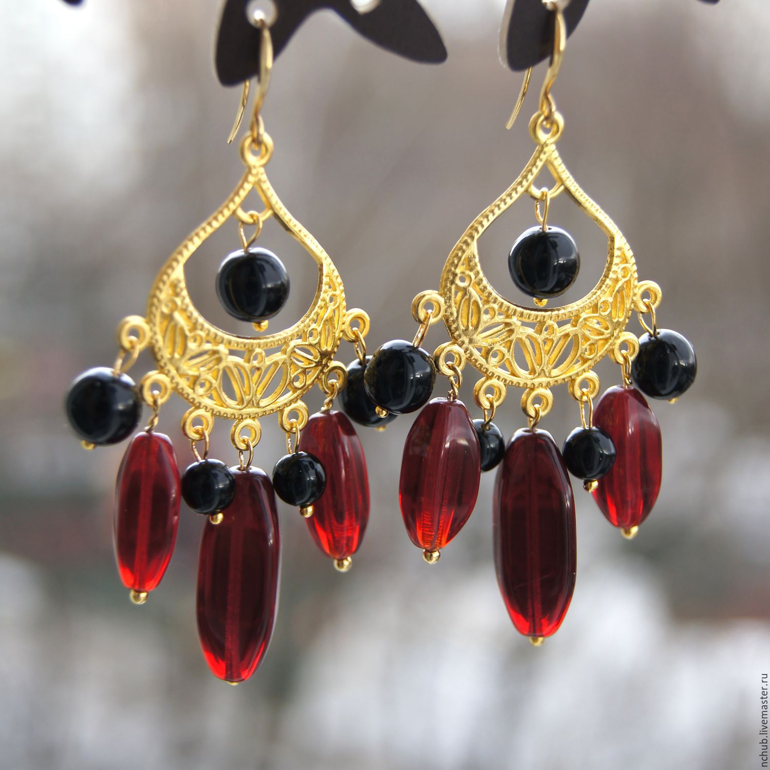 Earrings In The Spanish Style Red And Black Gold Online On Earrings In The Spanish Style Red And Black Gold