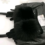 Муфта для рук из меха кролика Рекс под шиншиллу серого цвета