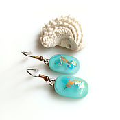 Украшения handmade. Livemaster - original item Classic earrings: glass Dolphins, fusing jewelry. Handmade.