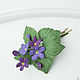 Brooch-boutonniere of Garden violet. Decoration leather. Brooches. lanssveta. My Livemaster. Фото №4