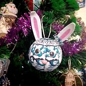 Сувениры и подарки handmade. Livemaster - original item Christmas tree toy "Bunny in a flower". Handmade.