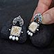 Заказать Серьги-гвоздики с авторской керамикой и жемчугом. ЖуЖа_jewelry. Ярмарка Мастеров. . Серьги классические Фото №3