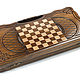 Backgammon carved 'Ornament Alcor' suite medium 50, Harutyunyan. Backgammon and checkers. H-Present more, than a gift!. My Livemaster. Фото №4