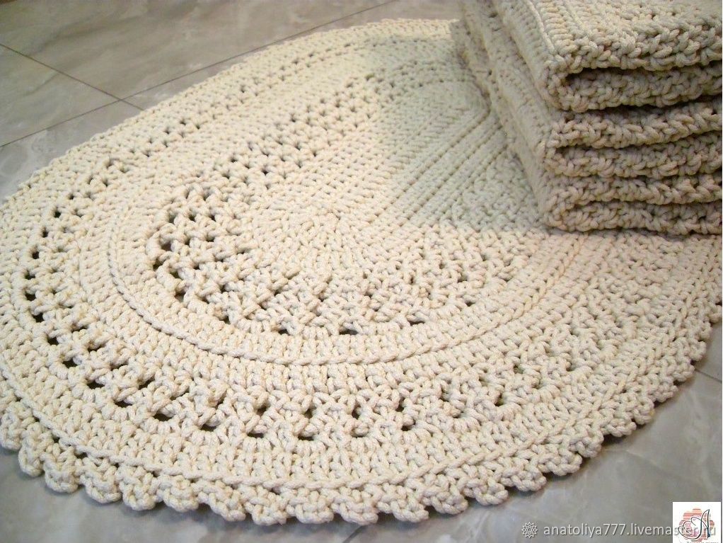 Прямоугольный коврик крючком - пошаговые схемы для начинающих с описанием вязания коврика