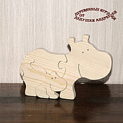 Куклы и игрушки handmade. Livemaster - original item Puzzle made of wood Hippos My joy!. Handmade.