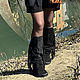 boots: Italian boots with black suede leather fringe. High Boots. Febe-handmade. Online shopping on My Livemaster.  Фото №2
