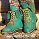 Felted boots, felt boots, lace-up. Green shoes. Boots. валенки Vladimirova Oksana. Online shopping on My Livemaster.  Фото №2