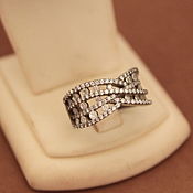 Винтаж: Кольца винтажные: Серебряное кольцо с золотыми накладками, серебро 925