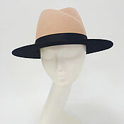 Аксессуары handmade. Livemaster - original item Two-tone Michelle hat. Beige/Black. Handmade.
