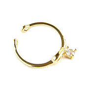Украшения handmade. Livemaster - original item Ring with cubic zirconia, gold ring with pendant element. Handmade.