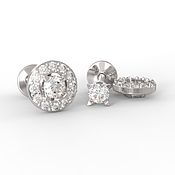 Украшения handmade. Livemaster - original item Studs Diamond gold white diamond earrings, gold. Handmade.