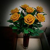 Букет желтых роз из бисера. Розы из бисера
