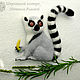 Лемур Катта брошь - кошачий лемур - сухое валяние шерсть (Lemur catta), Брошь-булавка, Сочи,  Фото №1