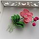  С розовой орхидеей. Брошь-булавка. Knitted flowers. Ярмарка Мастеров.  Фото №5