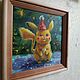 Order New Year's Pikachu. Miniature framed painting. Tatiana Chepkasova. Livemaster. . Pictures Фото №3