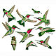 Embroidery applique patch bird green Hummingbird stripe clothing, Applications, Moscow,  Фото №1