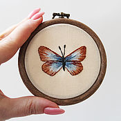 Картины и панно handmade. Livemaster - original item Embroidered panels. Butterfly. Hand embroidery. Handmade.