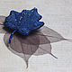 barrette Maple Leaf (dark blue color, three-dimensional embroidery), Hairpins, Moscow,  Фото №1
