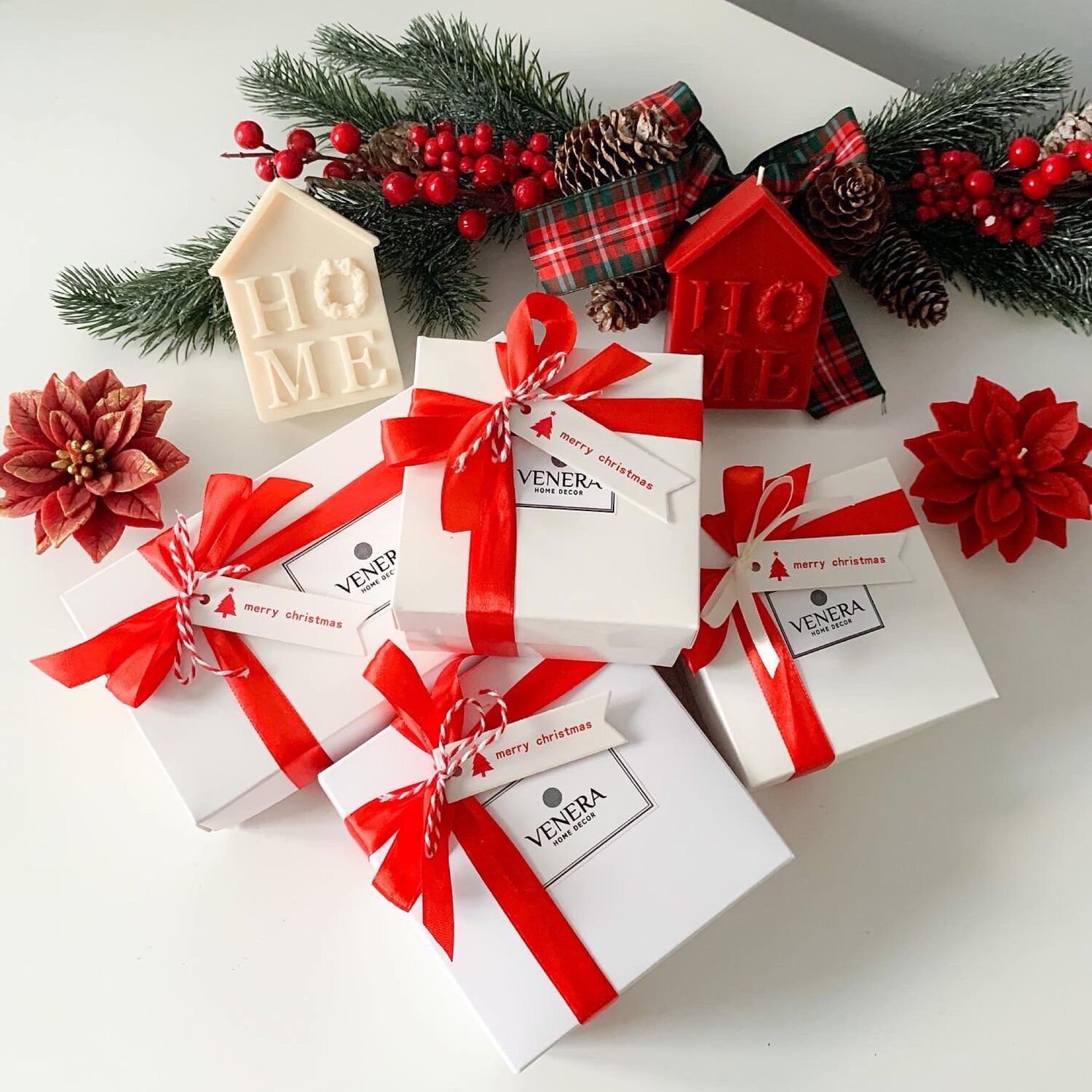 Подарочный набор новогодних свечей ручной работы (натуральный воск ...