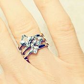 Кольцо серебро, кольцо с натуральным камнем, тонкое кольцо минимализм