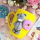 Кружка с мишкой Тедди и пончиком. Кружки и чашки. ClayArt.love кружки❤ ложки❤ подарки. Интернет-магазин Ярмарка Мастеров.  Фото №2