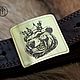  Leather belt with brass buckle 'Papa Bear», Straps, Tolyatti,  Фото №1