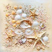 Картины и панно handmade. Livemaster - original item Pearl Painting of The Sea. Semi-precious stones, rose quartz, pearls. Handmade.