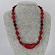Necklace made of howlite and shungite stones ' Red and black', Necklace, Velikiy Novgorod,  Фото №1
