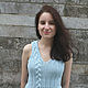 Заказать Светло-голубой топ из хлопка с косой. IRINA GRUDKINA Handmade Knitwear. Ярмарка Мастеров. . Топы Фото №3
