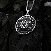 Украшения handmade. Livemaster - original item Wiccan Lunar Pentagram (II) — Steel Pendant. Handmade.