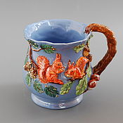 Посуда handmade. Livemaster - original item Belochki mug Blue porcelain. Handmade.