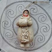 Народная кукла: Ватная игрушка на елку