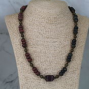 Работы для детей, handmade. Livemaster - original item Beads made of natural stones (serpentine, jasper). Handmade.
