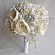 White Wedding brooch bouquet. Ivory bouquet of brooches the bride, Wedding bouquets, Moscow,  Фото №1