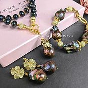 Set of forest flowers. Jadeite Jasper Agate Beads Earrings