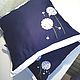  Pillow in blue color scheme with embroidery ' Dandelions', Pillow, Gatchina,  Фото №1