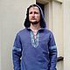 A shirt with a hood 'Radislav' in blue color, Mens shirts, Omsk,  Фото №1