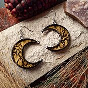Украшения handmade. Livemaster - original item Moon Gold Earrings (e-003-09). Handmade.