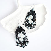 Украшения handmade. Livemaster - original item Black Beaded Earrings with Unicorn. Handmade.