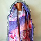 Аксессуары handmade. Livemaster - original item Camellia flower felted scarf made of wool and silk, 33 x 180 cm. Handmade.