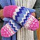 Knitted gloves (cashmere pink, white, blue, blue). Mittens. Olga Shuklina (OlgaShuklina). Online shopping on My Livemaster.  Фото №2