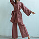 Комплект женский домашний  льняной: кимоно и широкие брюки. Костюмы. Одежда изо льна ELENLINE. Интернет-магазин Ярмарка Мастеров.  Фото №2